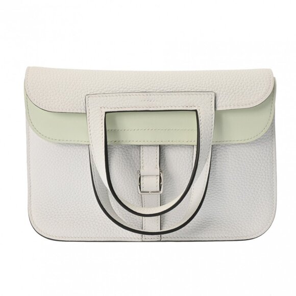 HERMES Alezan 25 Verso 2WAY New White/Blanc/Vert Fizz hand bag 800000133420000 - Picture 1 of 12